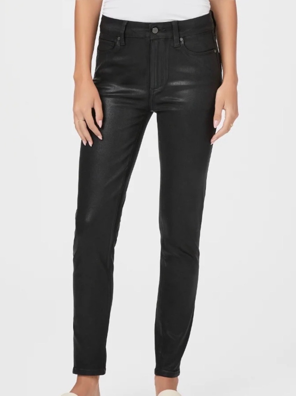 Paige Hoxton High Rise Ankle Black Wax Jeans | 27